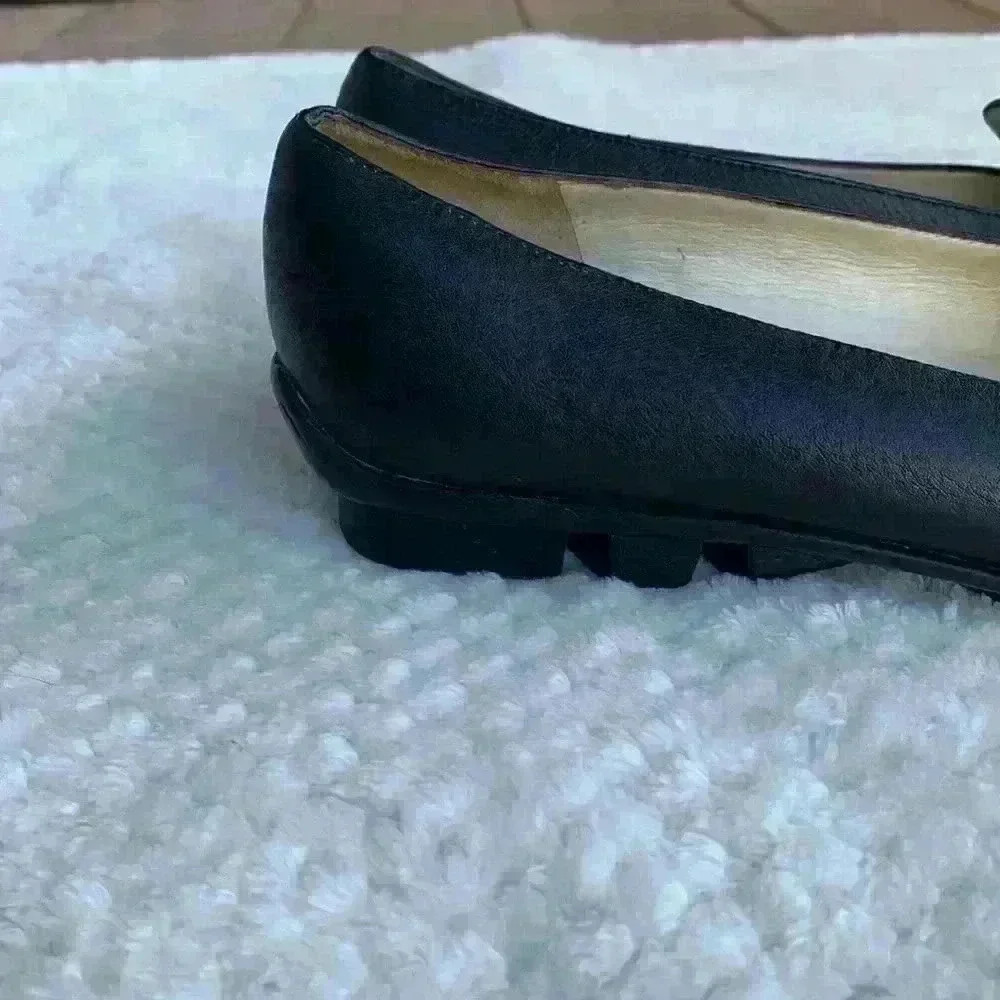 Amalfi black leather loafer sz 8 slip on classic minimalist comfortable dressy - Picture 3 of 14